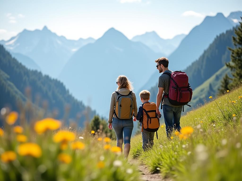 Familie auf Schweizer Bergtour